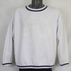 Vintage 90s Universal Studios Crewneck Sweatshirt USA 3D Embossed White Mens XL